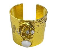 Qusinfc Brazalete ancho con diseño artístico único de cara humana, ajustable, inspirado en el gótico, unisex, joyería de mano, arte geométrico, puño ancho, One Size, como se describe, como se describe