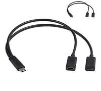 Qusinfc Cable divisor USB tipo C en Y, 1 hembra a 2 machos, cable de extensión convertidor de corriente para carga simultánea de PC y coche, cable USB C