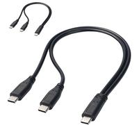 Qusinfc Cable divisor USB tipo C en Y, 1 hembra a 2 machos, cable de extensión convertidor de corriente para carga simultánea de PC y coche, cable USB C