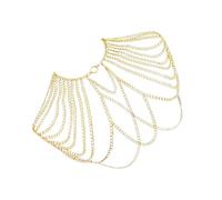Qusinfc Collar de cadena de metal para hombre, para discotecas y fiestas, accesorio de hombro con borlas, accesorios de vida nocturna, collar de aleación, talla única, como se describe, como se