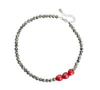 Qusinfc Collar de cuentas de amor de piedra moteada, elegante cadena de cuello para regalos y atuendos, colgante de piedra punteada
