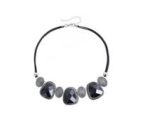Qusinfc Collar de piedra negra con hilos de terciopelo, cadena de clavícula, accesorio de joyería para trajes de capas, collar vintage de piedra preciosa negra, One Size, como se describe, como se