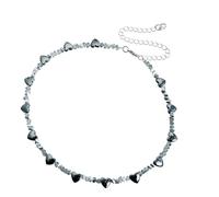 Qusinfc Elegante collar con colgante de obsidiana negra en forma de corazón, cadena de aleación para el día de San Valentín u ocasiones especiales, colgante de cristal de obsidiana negra