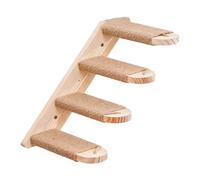 Qusinfc Escalera de madera natural para gatos montada en la pared, diseño eficiente del espacio, juguete de actividades para el hogar pequeño y entretenimiento de mascotas, juguete de madera natural