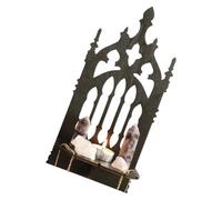 Qusinfc Estante de pared de madera con diseño de trono medieval para tallar, soportes de cristal huecos, estante de almacenamiento para libros, plantas, decoración del hogar, estante de madera tallado