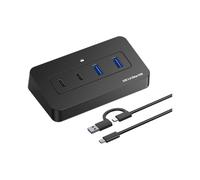Qusinfc Hub USB, 1 metro de doble extremo | Diseño de escritorio de 4 puertos con diseño USB-A tipo C para unidades de almacenamiento, teclados, tareas de escritorio