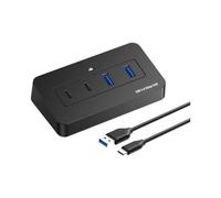 Qusinfc Hub USB, cable USB de 0,3 m | Diseño de escritorio de 4 puertos con diseño USB-A tipo C para unidades de almacenamiento, teclados, tareas de escritorio