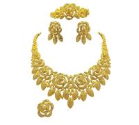 Qusinfc Juego de accesorios de novia de moda, collar de aleación y aretes de tuerca para mujeres que asisten a la gran celebración, accesorios de boda de Oriente Medio Dubai, One Size, como se
