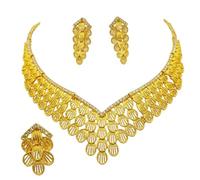 Qusinfc Juego de accesorios de novia de moda, collar de aleación y aretes de tuerca para mujeres que asisten a la gran celebración, accesorios de boda de Oriente Medio Dubai, One Size, como se