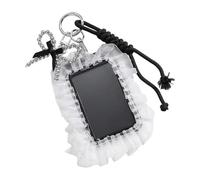 Qusinfc Juego de llaveros góticos con lazo de malla y tarjetas vintage para decoración temática oscura, llavero de cuero con lazo, Tarjeta de encaje blanco, Talla única