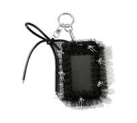 Qusinfc Juego de llaveros góticos con lazo de malla y tarjetas vintage para decoración temática oscura, llavero de cuero con lazo, B, Talla única