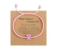 Qusinfc Pulsera de cuerda trenzada para mujer, concienciación sobre el cáncer de mama, esperanza para mujer, hecha a mano, joyería de regalo, pulseras de cinta para mujer, talla única, como se
