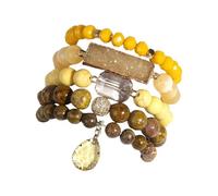 Qusinfc Pulseras de cuentas ajustables de piedra natural que mejoran la paz y la disciplina para un atuendo sofisticado, talla única, como se describe
