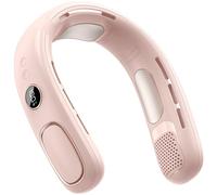 Qusinfc Ventilador de refrigeración seguro y eficiente, semiconductor, pantalla digital, cuello colgante, ventilador recargable por USB, aire acondicionado portátil