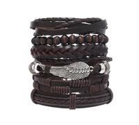 Qusmeiyici 6 pulseras de cuero punk, hechas a mano, ajustables, góticas, color negro, vintage, punk, accesorios de joyería para hombre y mujer, talla única, Cuero, No