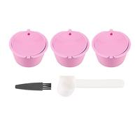 Qussedser 1 Juego de CáPsulas de Café Recargables Filtro de Café Reutilizable de PláStico con Cepillo de Cuchara Rosado