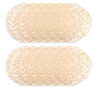 Qussedser 12 manteles individuales redondos de papel trenzados, antideslizantes, para mesas de comedor, interiores y exteriores, color beige
