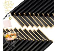 Qussedser 20 Hojas de Papel de Regalo de Flores con Borde Dorado, Papel de Embalaje para Ramo, Suministros de Ramo de Floristería para Boda (Negro)