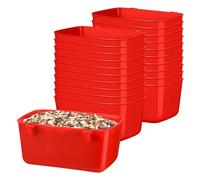 Qussedser 20 Piezas de Vasos de Jaula, Comedero para Pollos, Bebederos, Comedero para Palomas de 18 Onzas, Vasos de PláStico para Jaula de PáJaros, Comedero Colgante para Conejitos, Rojo