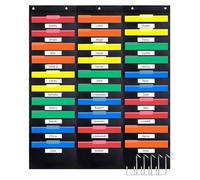 Qussedser 30 Archivos de Bolsillo, 42 Pulgadas de X 47 Pulgadas de Alto, Versátil Organizador de Carpetas de Archivos para Colgar en la Pared para el Aula