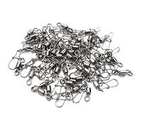 Qussedser 50 Piezas/Conector de Pesca de Lote Pin Que Lleva el Acero Inoxidable del eslabon Giratorio con trastos para senuelos de Anzuelo # 4