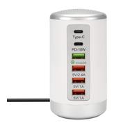 Qussedser 65W USB Multi Port Charger Hub QC3.0 Cargador Rápido 6 Puertos Tipo C PD Cargador Teléfono Móvil Estación de Carga A Enchufe de la UE