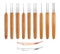 Qussedser 9 Piezas de Gancho de Crochet para Rastas para Cabello, Aguja Loc para Rastas con 2 Herramientas Entrelazadas de 0,5 mm, 0,75 mm y 1 mm para Tejer A Crochet