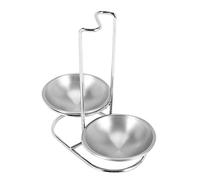 Qussedser Acero Inoxidable Soporte del Resto de La Cuchara, Tenedores de Cucharas de Sopa de Ahorro Vertical de Manejar Cucharón Soporte para Cucharón de Sopa de Descanso (Doble)