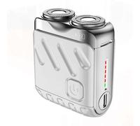 Qussedser Afeitadora de Barba, Afeitadora Eléctrica Recargable, Cortador Magnético de Doble Anillo, Mini Afeitadora Eléctrica, Afeitadora de Viaje Plateada