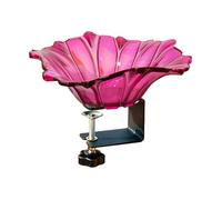 Qussedser Balcón, Barandilla para Baño Pájaros, Comedero para Pájaros, Cuenco para Baño para Pájaros, Cerca, Baño para Pájaros con Base Ajustable Resistente, Riel para Cubierta, Rosa Rojo