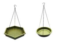Qussedser Bandeja de Comedero para Pájaros Colgante con Drenaje de Agua, Bandeja de Plástico para Baño de Pájaros y Comedero, Colgador de Comedero para Pájaros Sin Inclinación para Exterior
