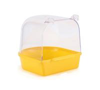 Qussedser Bañera Colgante para Loros Fácil de Instalar Accesorios para Jaulas para Canarios Caja de Baño para Pájaros para Mascotas Tazón de Ducha de Agua para Loros Jaula para Pájaros C