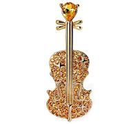 Qussedser Broches de violín de moda para mujer, instrumentos de cristal, broche de solapa para mujer, joyería Dropshipping, , aleación