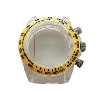 Qussedser Caja de Reloj de 39MM Caja de Cristal de Zafiro para Cajas de Movimiento de Cuarzo VK63 Accesorios para Relojes Portátiles-Amarillo