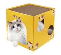 Qussedser Casa de Cartón para Gatos con Rascadores Cama de Cartón Corrugado Caja para Gatos Cama para Gatos Animales Pequeños Conejito Interior