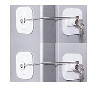 Qussedser Cerradura para Nevera, Cerradura de Nevera PequeñA con Llave para Adultos, Cerradura para Nevera, Puerta de Armario (Paquete de 2 Blancos)