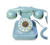 Qussedser Classic Old Landline - Teléfono fijo para el hogar, vintage, giratorio, antiguo, con cable, color azul