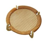 Qussedser Cojín para Dormir para Mascotas, Estera de Ratán, Cama para Dormir Transpirable de Ratán Súper, Cama Elevada para Gatos Resistente A los Arañazos, Base de Madera