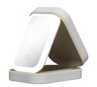 Qussedser Espejo de Maquillaje Ajustable de Colores LED, Espejo de Maquillaje Ajustable de Brillo de Colores con Luces Blancas