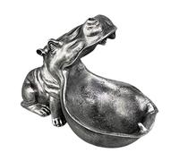 Qussedser Estatua de Hipopótamo, Estatuilla de Hipopótamo de Resina para el Hogar, Divertido para Dulces, Cuenco para Llaves, Escultura de Boca Grande, Decoración Artística de Mesa C