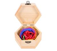 Qussedser Iris Multicolor Rosa JabóN Madera Hexangular Forma Caja Regalo de San ValentíN, Rojo