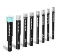 Qussedser Juego de brocas secas, 8 brocas para azulejos de cerámica, mármol, piedra, vidrio, 3/16 1/4 5/16 3/8 1/2 pulgadas