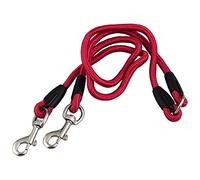 Qussedser Nylon Duplex Acoplador Doble Cable Doble Dos VíAs Dos Mascotas Mascotas Correa para Caminar Seguridad, Rojo
