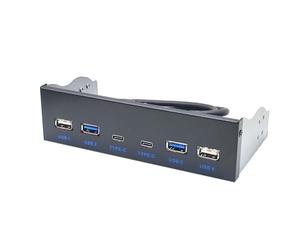 Qussedser Panel Frontal USB 3.0 para Escritorio Bahía de Unidad de CD-ROM de 5,25 Pulgadas USB3.0/3.2 19 USB2.0 de 9 A 2 X USB Tipo C+2 X USB3.0+2xUSB2.0