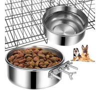 Qussedser Paquete de 2 para Perros, Cuenco de Comida y Cuenco de Agua para Perros de Acero Inoxidable, Colgantes para Perros para Jaula, Perrera, Sin Derrames