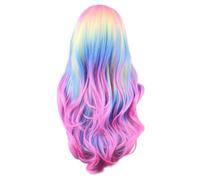 Qussedser Peluca Colorida del Iris Peluca de Cosplay Europea y con Flecos Peluca de Fiesta de Fantasmas del Cabelludo de SimulacióN