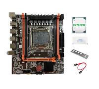 Qussedser Placa Base X99E + CPU E5 2673 V3 + Soporte de Grasa Térmica 4 RAM DDR4 RECC Tarjeta LAN Gigabit PCIEX16 NVMe Placa Base de Escritorio