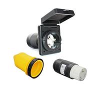 Qussedser RV 50 Amp 125V/250V CA Enchufe de Entrada de Alimentación Conector de Bloqueo por Torsión Hembra Negro