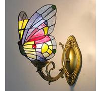 QUSYZD Aplique de Pared Estilo Tiffany con Mariposa, luz Nocturna LED Multicolor, lámpara Decorativa de 1 Bombilla para habitación Infantil, Sala de Estar, Pasillo y baño - Diseño únic,D