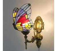 QUSYZD Aplique de Pared Estilo Tiffany con Mariposa, luz Nocturna LED Multicolor, lámpara Decorativa de 1 Bombilla para habitación Infantil, Sala de Estar, Pasillo y baño - Diseño únic,C